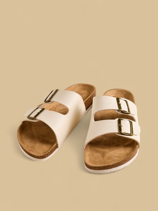 Buckle Accent Slip-On Sandals
