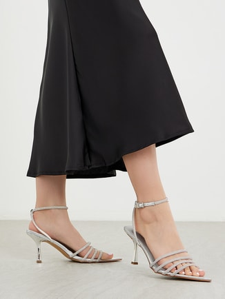 Ankle Strap Embellished Stiletto Heel Sandals