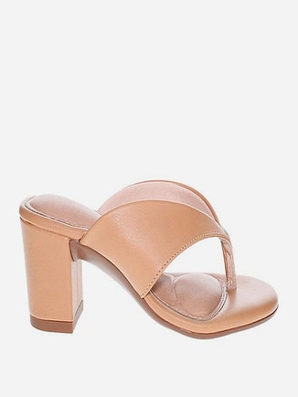 Solid Slip-On Block Heels Sandals