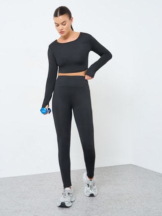 Back Twist Peep Detail Crop Top and Leggings Set