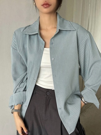 Striped Long Sleeve Relaxed Fit Shirt
