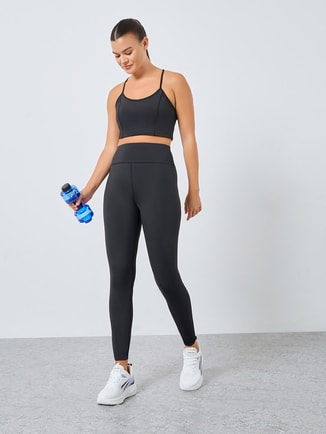 Stitch Detail Racerback Effect Sports Bra and Leggings Set