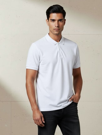 Men Short Sleeves Textured Pique Polo T-Shirt