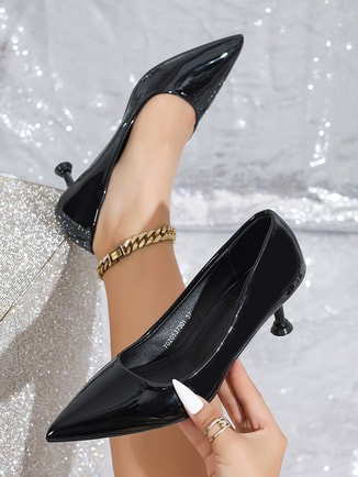 Black Patent Pointed Toe Pumps