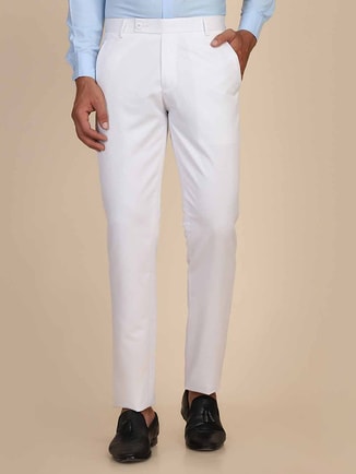 Men White Slim Fit Formal Trousers