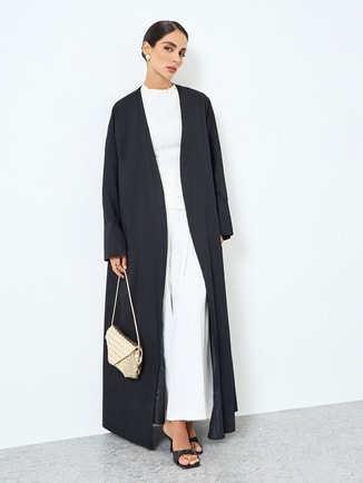 Women Solid Black Long Sleeve Abaya